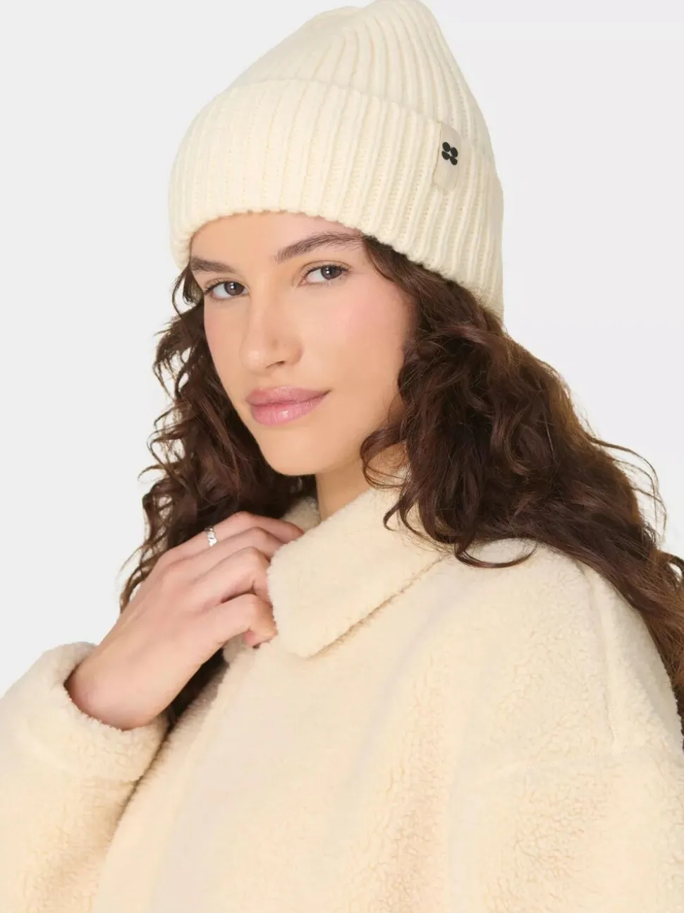 Sweaty Betty White Soft Cloud Knitted Beanie Hat