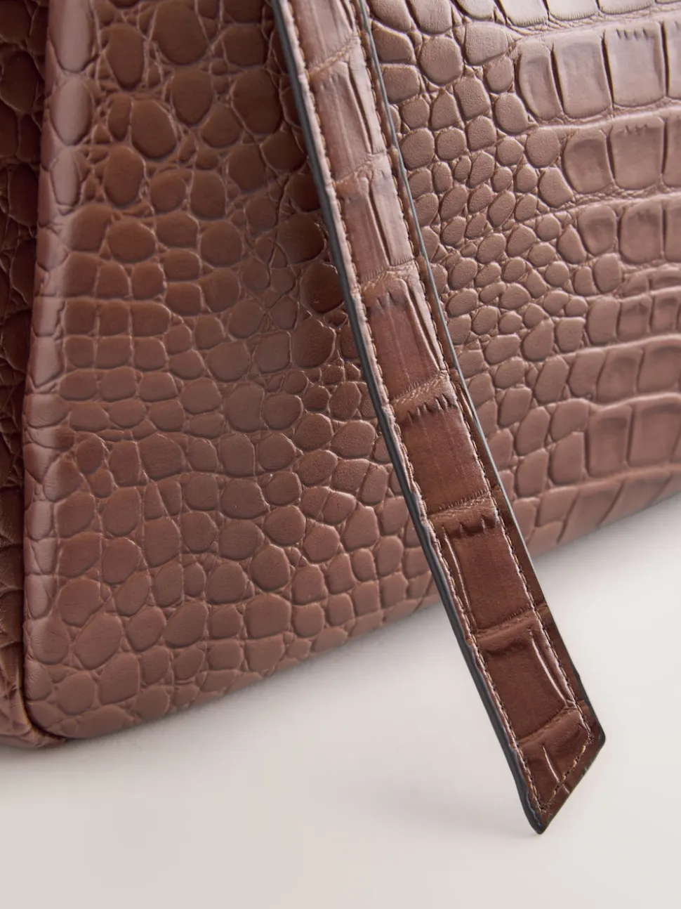 Tan Brown Belted Croc Shoulder Bag