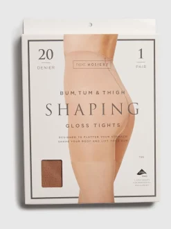 Tan Brown Bum/Tum/Thigh Gloss Shaping 20 Denier Tights