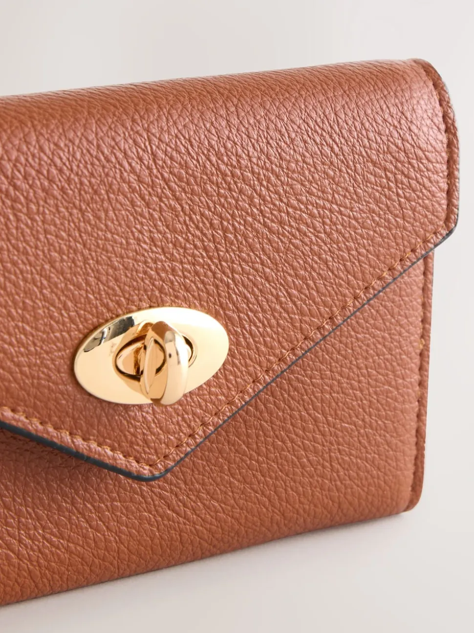 Tan Brown Envelope Lock Purse