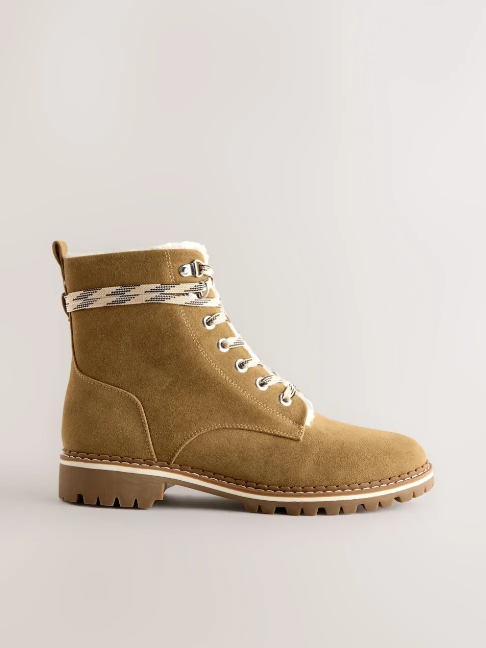 Tan Brown Forever Comfort® Faux Fur Lined Lace-Up Boots