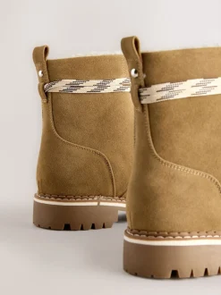 Tan Brown Forever Comfort® Faux Fur Lined Lace-Up Boots