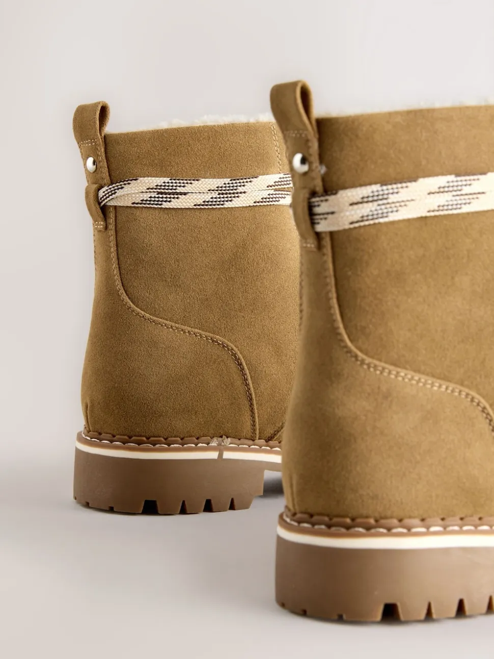 Tan Brown Forever Comfort® Faux Fur Lined Lace-Up Boots