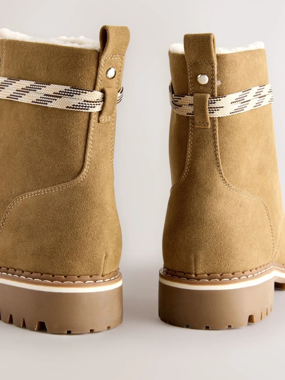Tan Brown Forever Comfort® Faux Fur Lined Lace-Up Boots