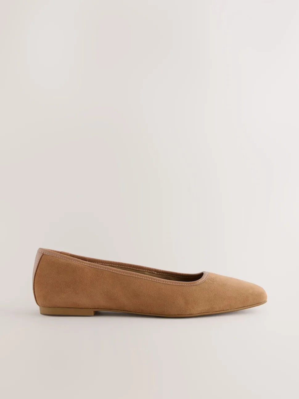 Tan Brown Forever Comfort® Leather Square Toe Ballerina Shoes