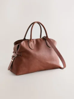 Tan Brown Large Tote Bag with Charms