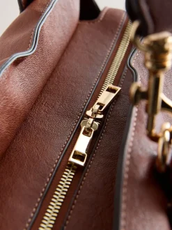 Tan Brown Large Tote Bag with Charms