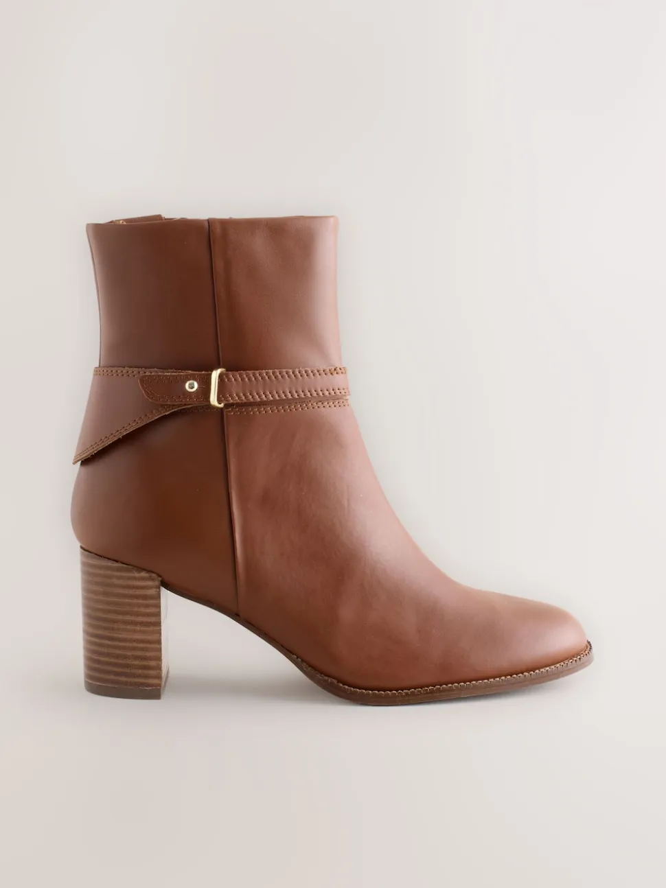 Tan Brown Leather Forever Comfort® Hardware Trim Ankle Boots