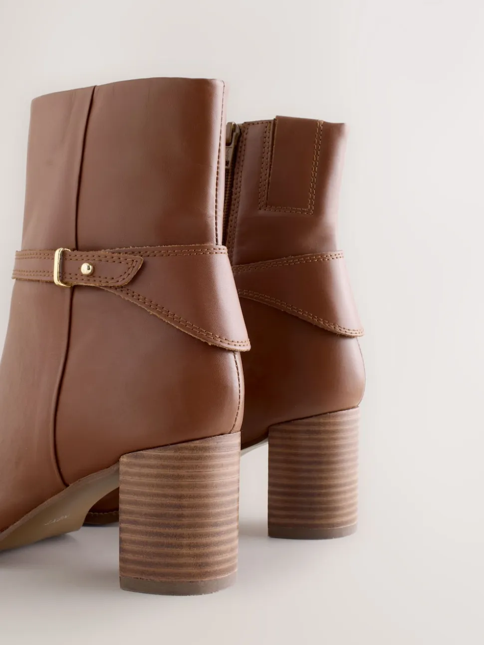 Tan Brown Leather Forever Comfort® Hardware Trim Ankle Boots