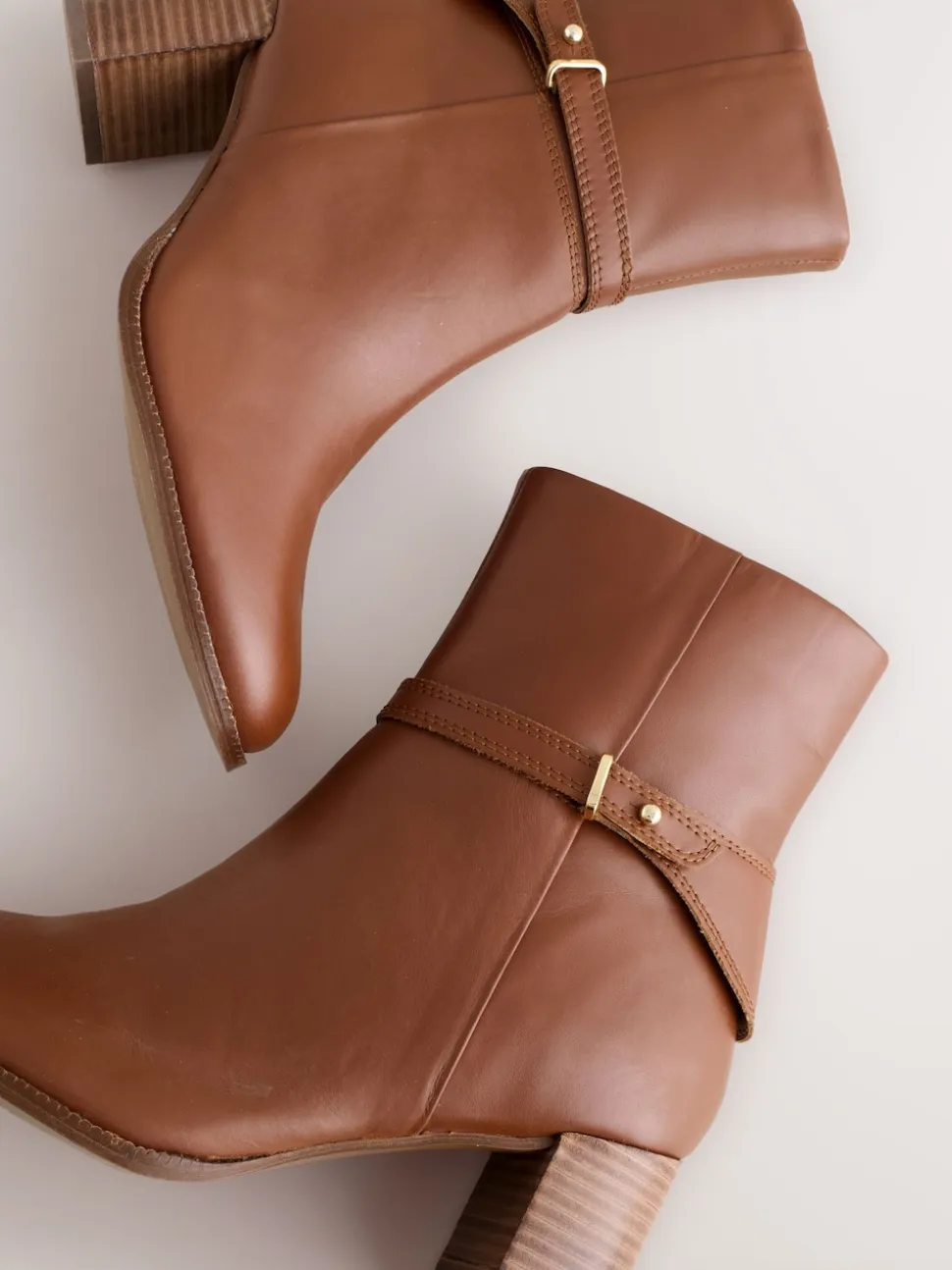 Tan Brown Leather Forever Comfort® Hardware Trim Ankle Boots