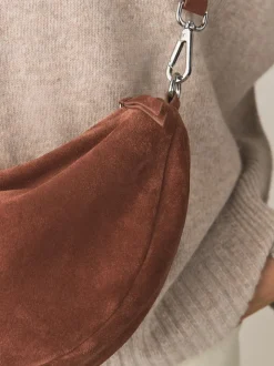 Tan Brown Leather Sling Cross-Body Bag