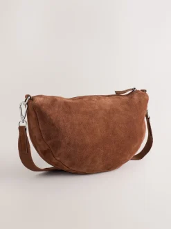 Tan Brown Leather Sling Cross-Body Bag