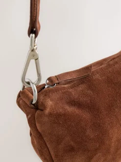 Tan Brown Leather Sling Cross-Body Bag