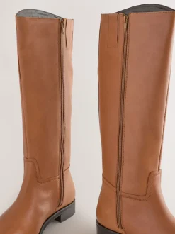 Tan Brown Leather Standard/Wide Fit Forever Comfort® Flat Riding Boots