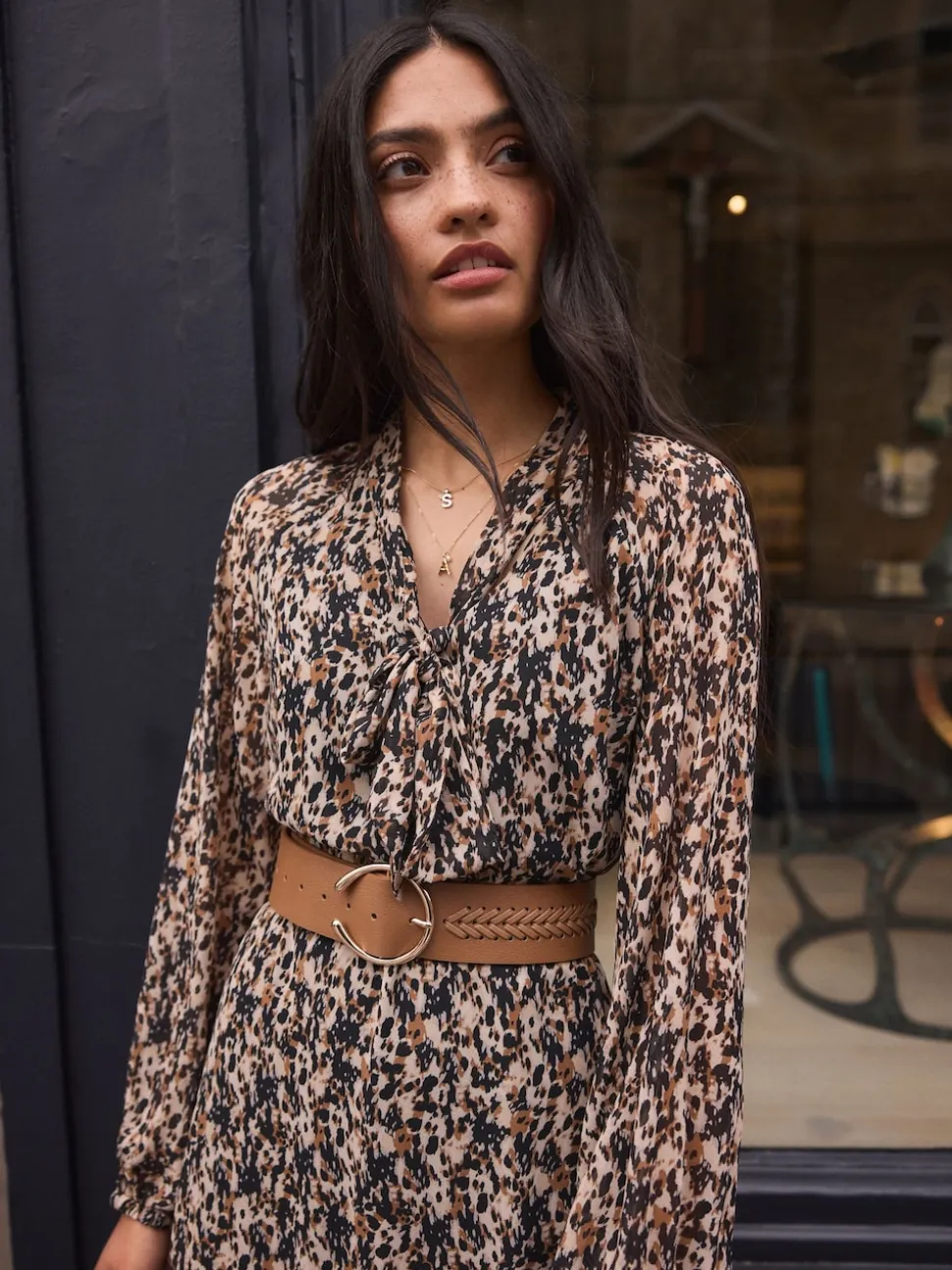 Tan Brown Plait Detail Wide Belt