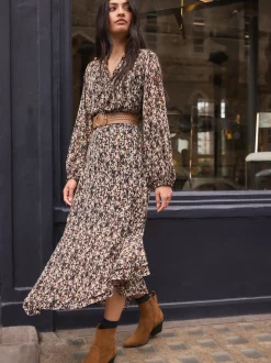 Tan Brown Plait Detail Wide Belt