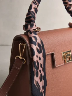 Tan Brown Scarf Hand Held Bag
