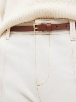 Tan Brown Skinny Leather Belt