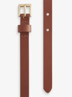 Tan Brown Skinny Leather Belt