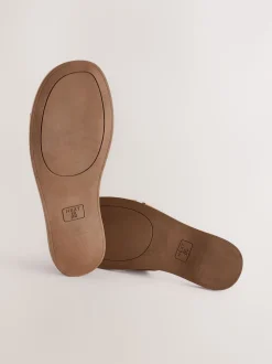 Tan Brown Standard/Wide Fit Slot Mule Sandals