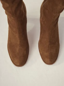 Tan Brown Standard/Wide Fit Forever Comfort® Round Toe Knee High Sock Boots
