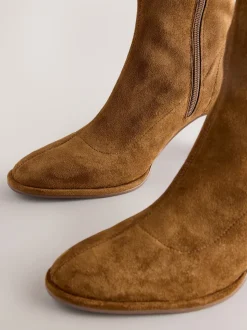 Tan Brown Standard/Wide Fit Forever Comfort® Round Toe Knee High Sock Boots