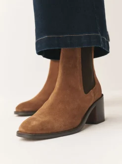 Tan Brown Suede Forever Comfort® Block Heel Chelsea Boots