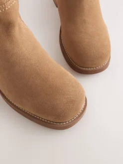 Tan Brown Suede Forever Comfort® Knee High Pull On Boots