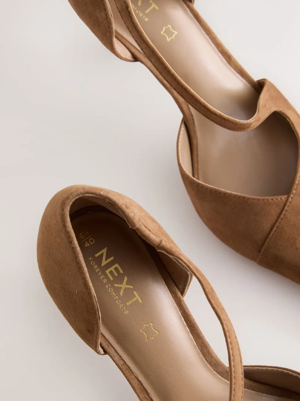 Tan Brown Suede Premium Leather Asymmetric Court Heels