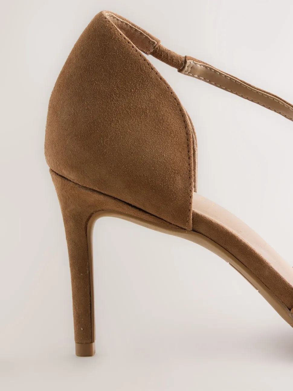Tan Brown Suede Premium Leather Asymmetric Court Heels