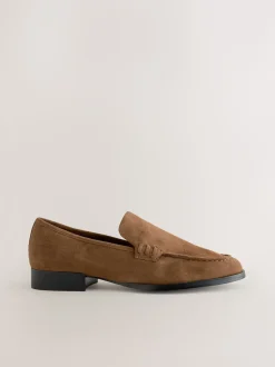 Tan Brown Suede Round Toe Clean Loafers