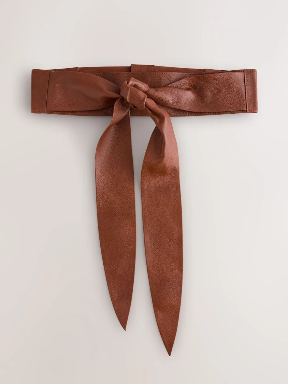 Tan Knot Detail Wide Leather Belt