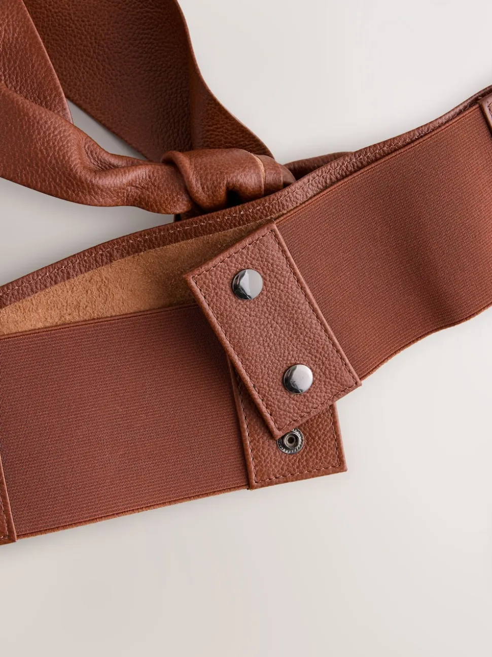 Tan Knot Detail Wide Leather Belt