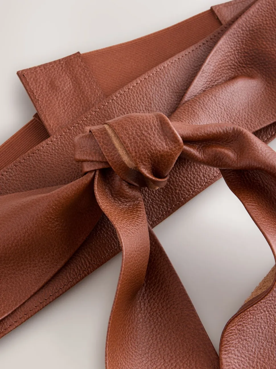 Tan Knot Detail Wide Leather Belt