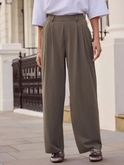 Taupe Brown N. Premium Wide Leg Tailored Jersey Trousers
