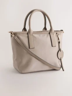 Taupe Brown Nylon Cross-Body Bag
