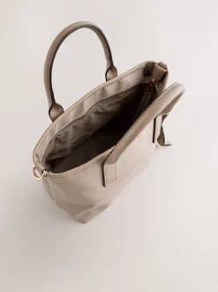 Taupe Brown Nylon Cross-Body Bag