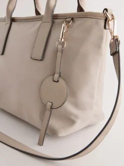 Taupe Brown Nylon Cross-Body Bag