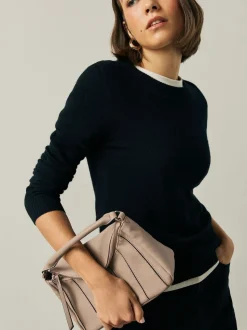 Taupe Brown Panel Cross-Body Bag