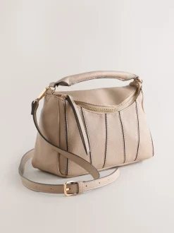 Taupe Brown Panel Cross-Body Bag
