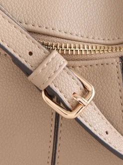 Taupe Brown Panel Cross-Body Bag