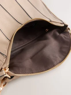 Taupe Brown Panel Cross-Body Bag