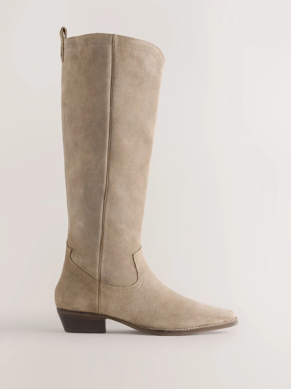 Taupe Brown Suede Leather Mix Forever Comfort® Knee High Contrast Western Boots