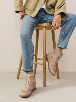 Taupe Forever Comfort® Lace Up Wedge Trainers