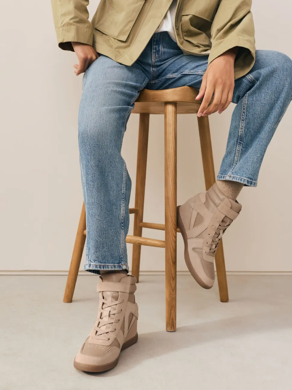Taupe Forever Comfort® Lace Up Wedge Trainers