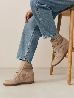 Taupe Forever Comfort® Lace Up Wedge Trainers