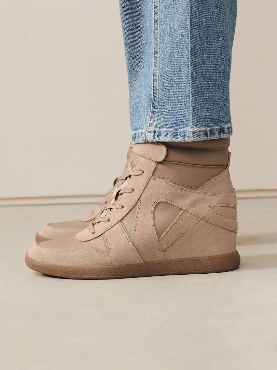Taupe Forever Comfort® Lace Up Wedge Trainers