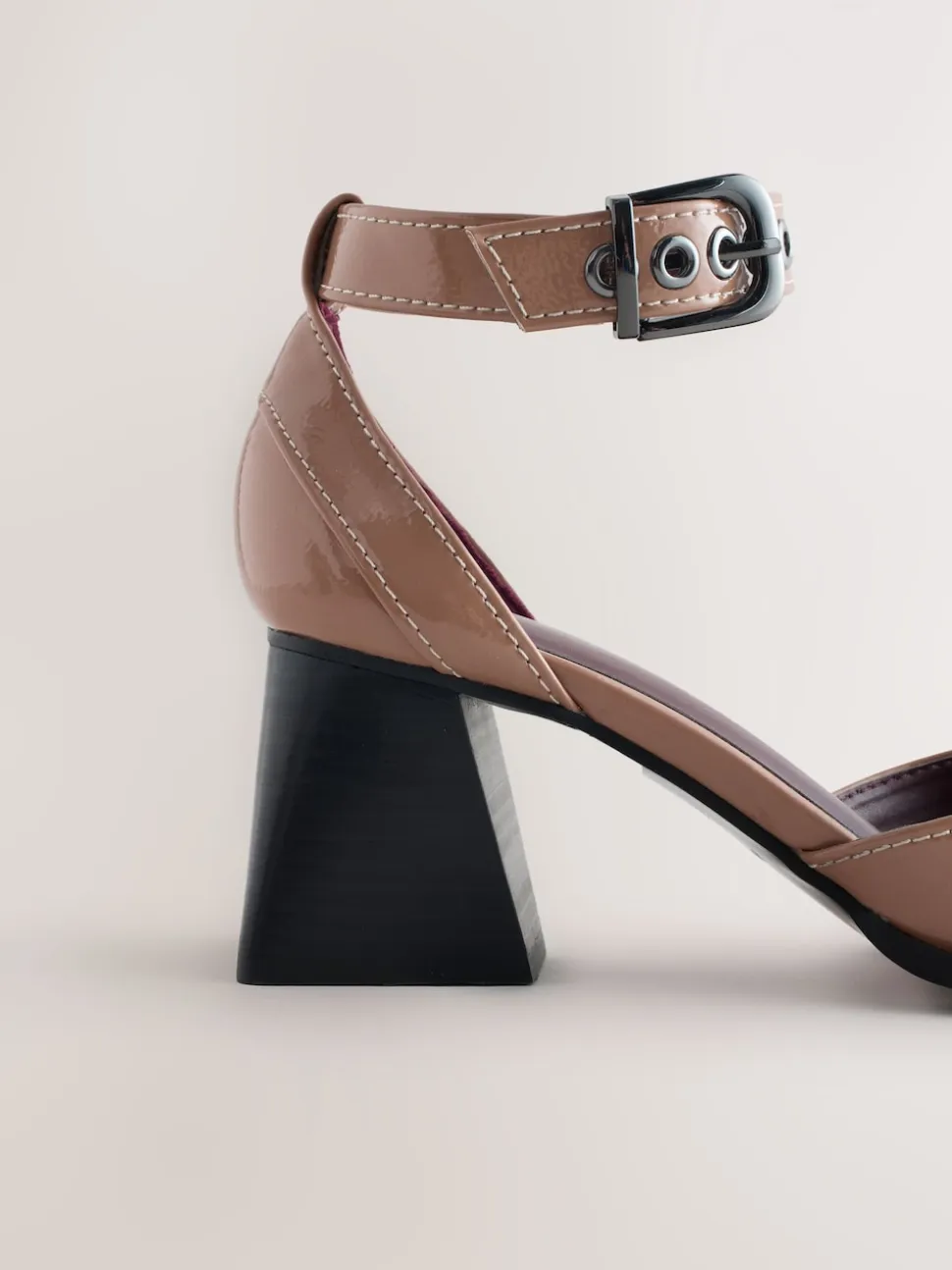Taupe Forever Comfort® Point Toe Buckle Block Heels