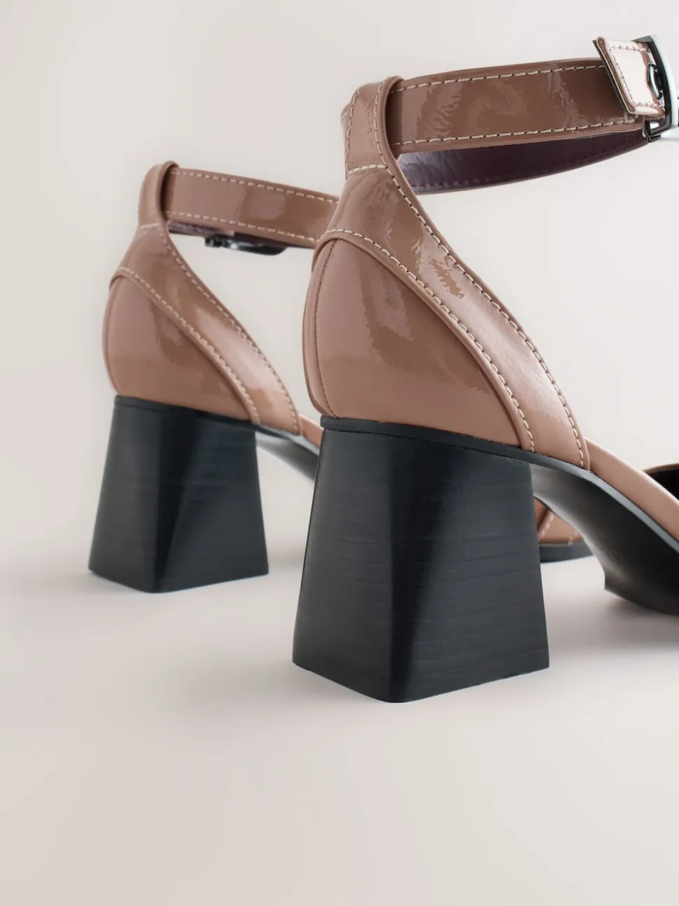 Taupe Forever Comfort® Point Toe Buckle Block Heels