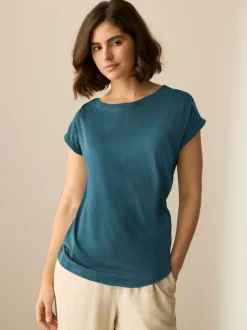 Teal Blue Cap Sleeve T-Shirt
